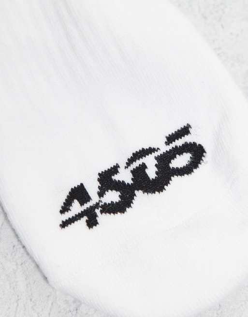 4505 – 3er-Pack schnelltrocknende Crew-Socken in Weiß mit zwei Streifen in Schwarz, 2 von 3