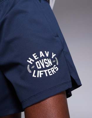 4505 5 Inch Quick Dry Wide Leg Mesh Training Shorts With Graphic In Navy
