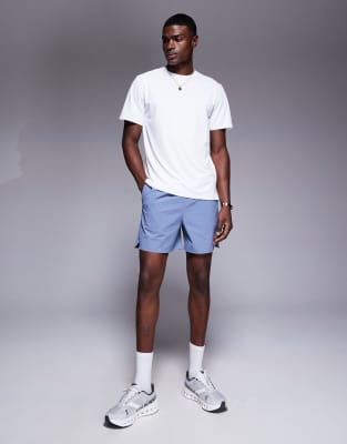 4505 5 inch ripstop nylon running shorts with back phone pocket in grey blue