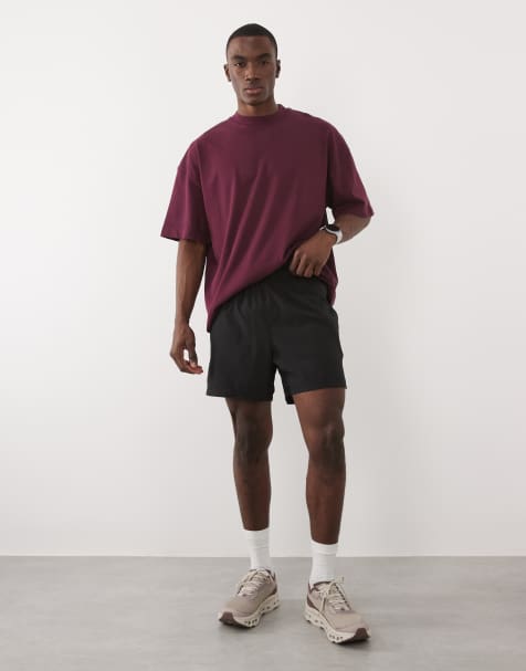 4505 5"" running short with elastic waist band and phone pocket in black