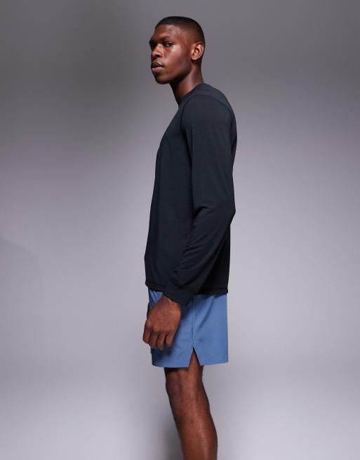 4505 5" running shorts with elastic waist and zippered phone pocket in chalk blue, 3 of 5
