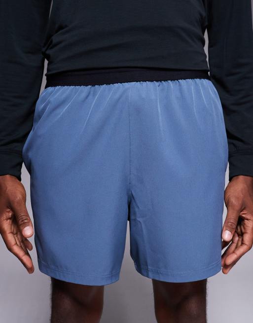 4505 5" running shorts with elastic waist and zippered phone pocket in chalk blue, 4 of 5