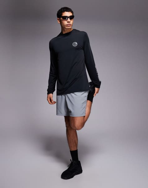 4505 5" running shorts with elastic waistband and phone pocket in cool gray - view 1