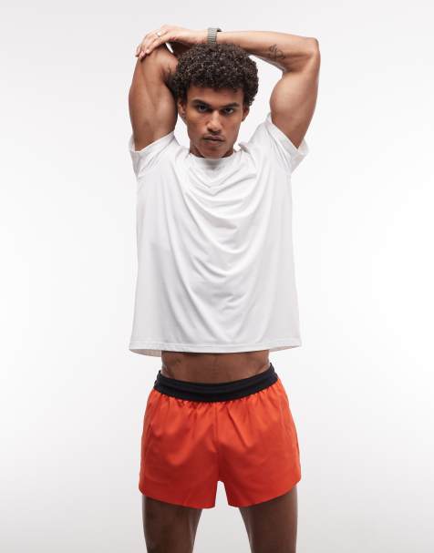 4505 5cm running shorts with elastic waist band and zip pockets in tomato - view 1
