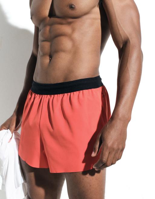4505 5cm running shorts with elastic waist band and zip pockets in tomato, 4 of 6