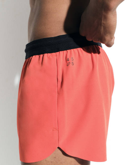 4505 5cm running shorts with elastic waist band and zip pockets in tomato, 6 of 6