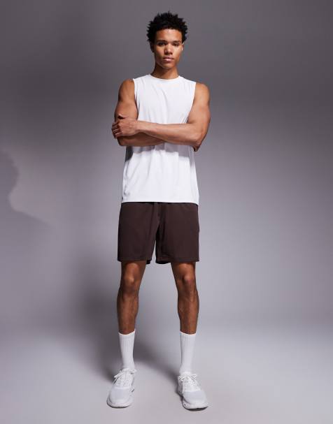 4505 7 inch quick dry mesh training shorts with zip pockets in raisin - view 1