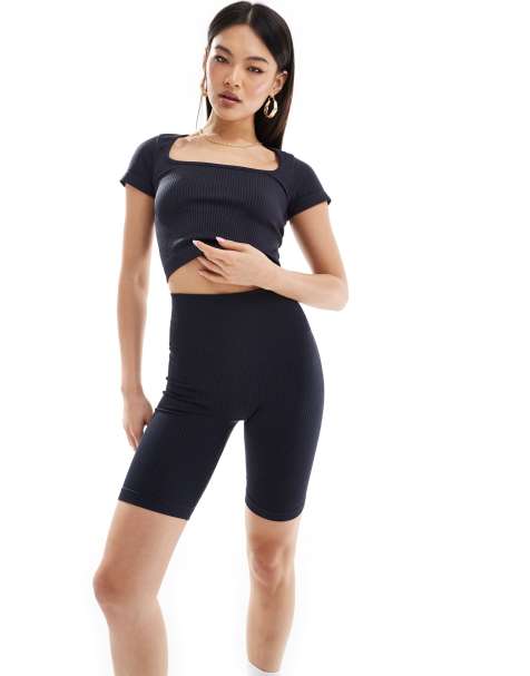 4505 8 inch seamless rib short in navy  - view 1
