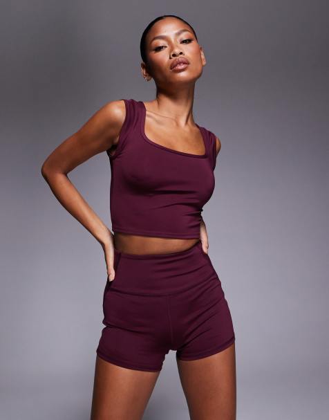 4505 8cm sculpting active high waist booty shorts in mulberry - view 1