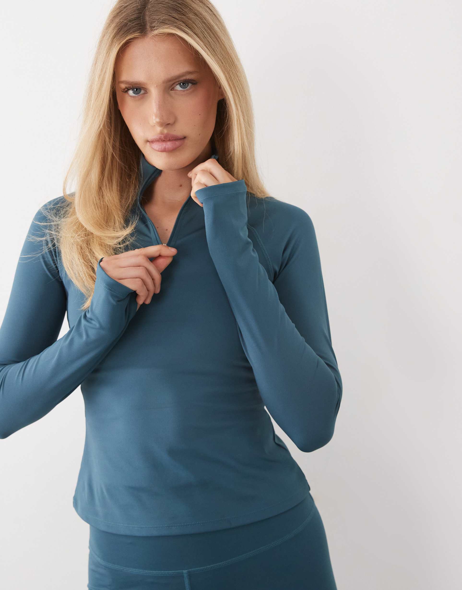 4505 active 1/4 zip long sleeve training top in ocean blue