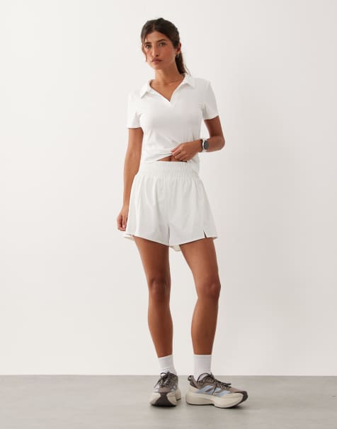 4505 – Active – 2-i-1 – Vita tennisshorts med hög midja och bollficka - view 1