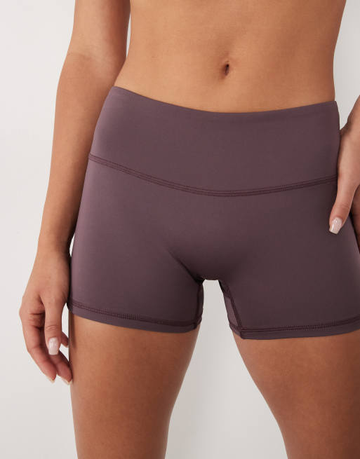 4505 active 3 inch booty shorts in taupe brown, 2 of 5