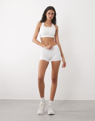 4505 Active 3 Inch High Waist Micro Shorts In White