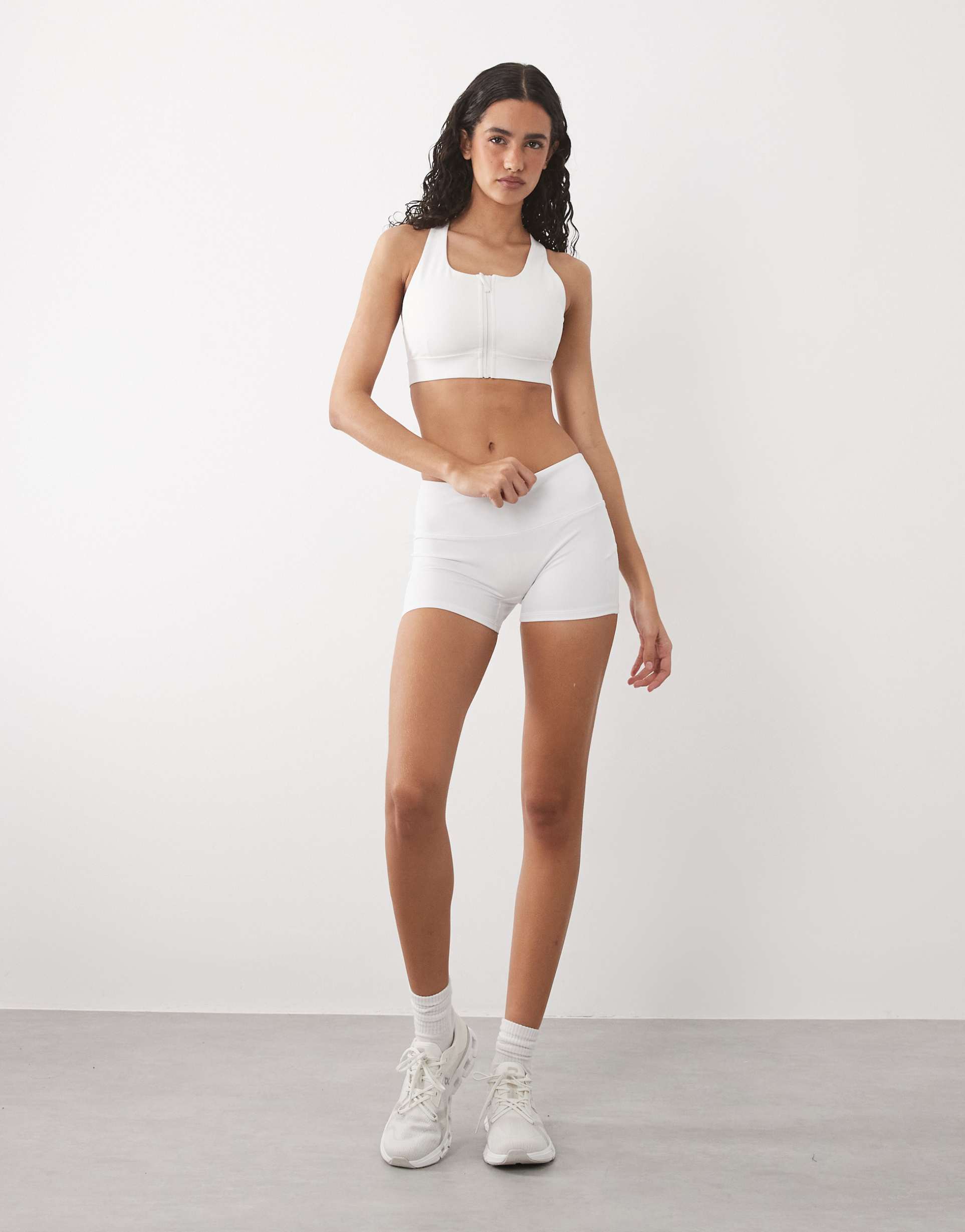 4505 active 3 inch high waist micro shorts in white