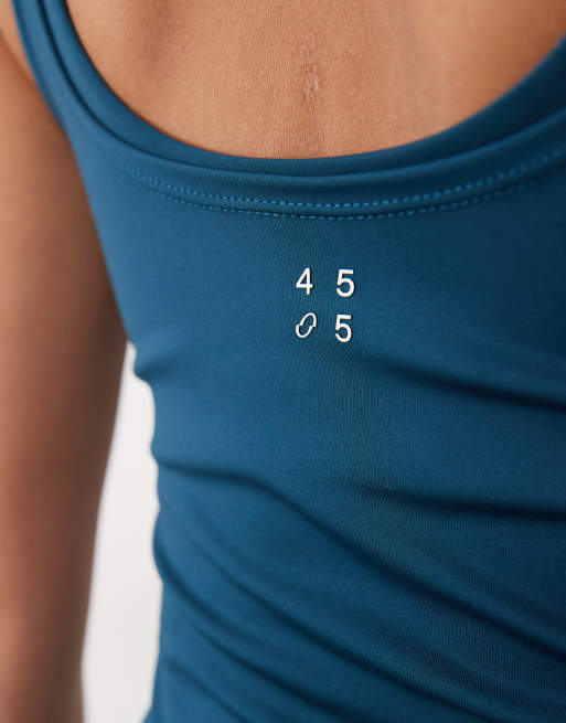 4505 active double layer scoop neck tank with inner bra and removable padding in teal blue, 4 of 4