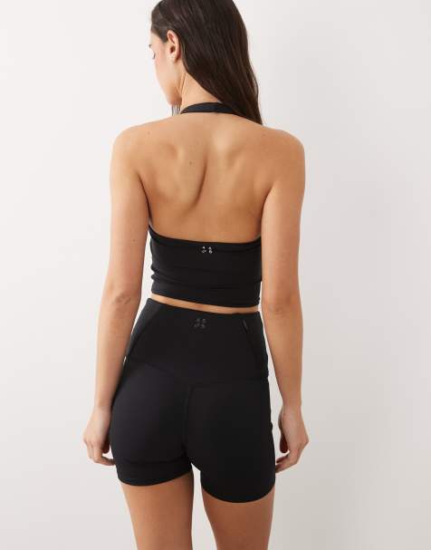 4505 active halter neck performance vest with inner bra in black - view 1