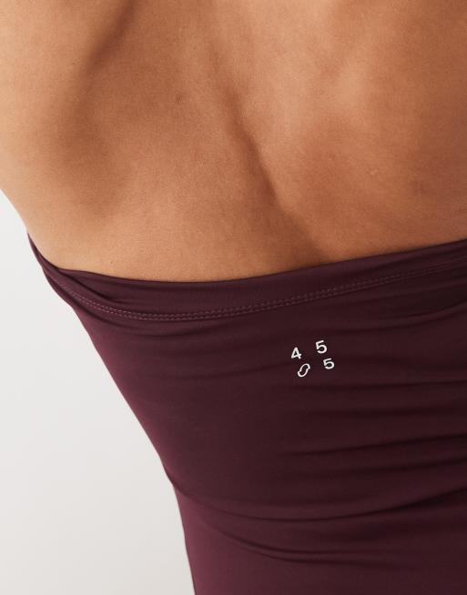 4505 active halter neck romper with inner bra and removable padding in wine, 3 of 4