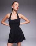 [ASOS] 4505 active halter neck tennis dress with under shorts in black L Black