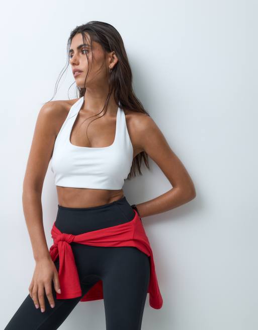 4505 active halterneck sports-BH med medium støtte og udtagelige indlæg i hvid, 1 af 4