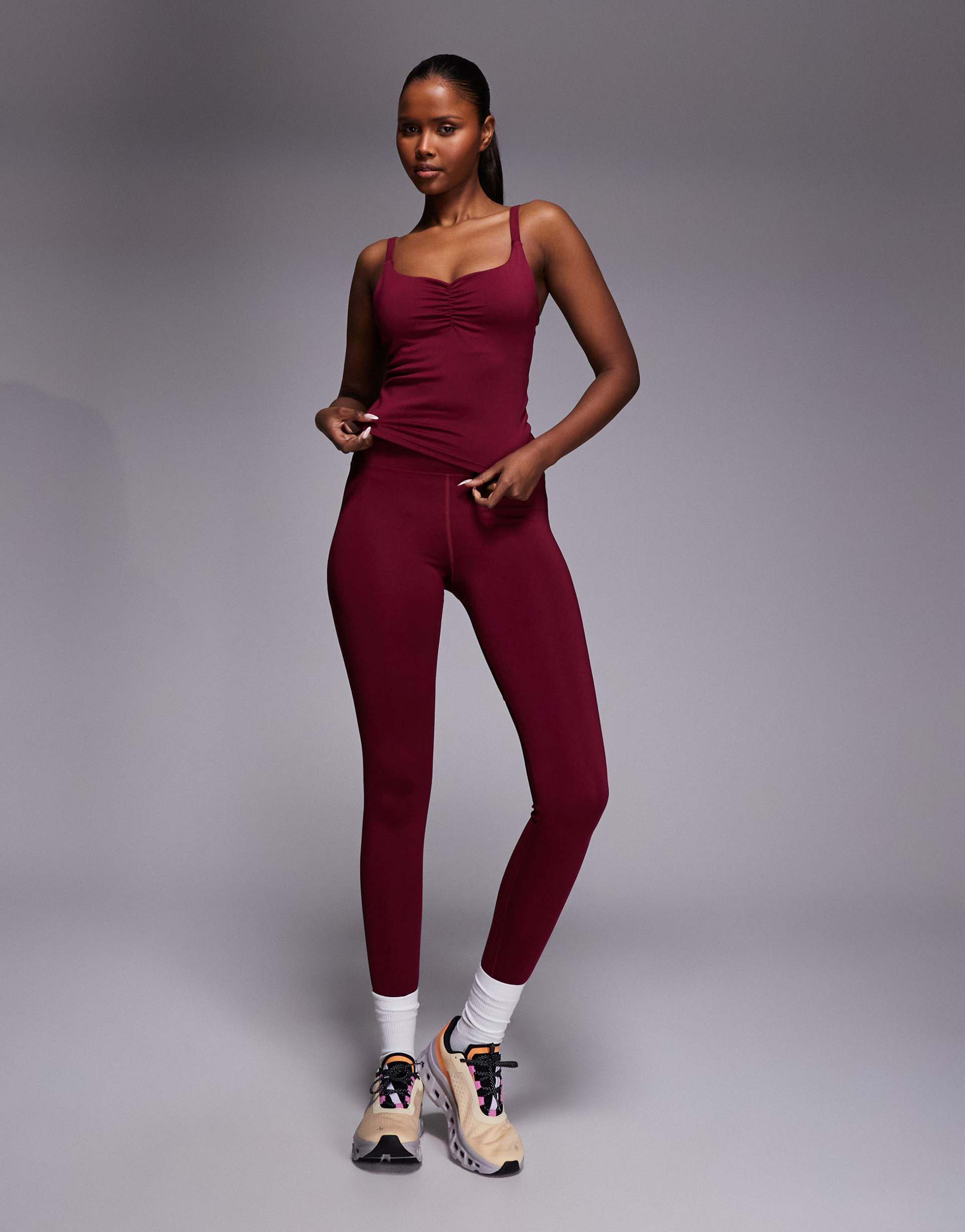 4505 active heart sculpting high waist gym leggings in cherry red