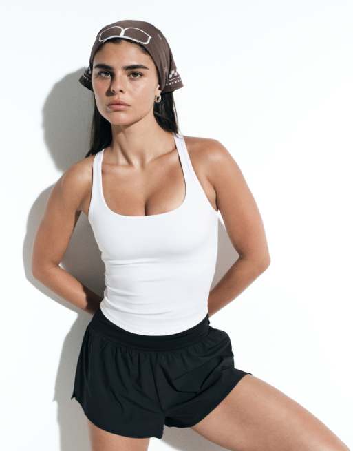 4505 active high support running vest with inner bra and adjustable straps in white, 5 of 5