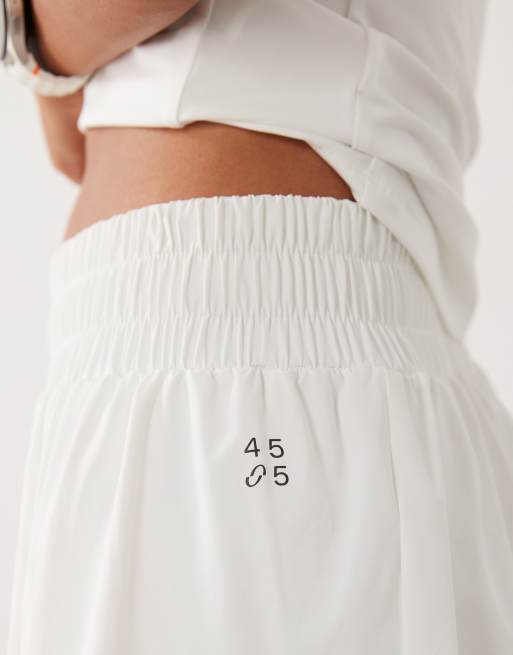 4505 active high waist 2-in-1 tennis shorts with ball pocket in white, 3 of 5