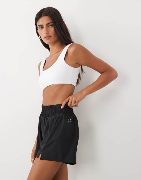 4505 active hög midja 2-i-1 tennisshorts med bollficka i svart - view 1