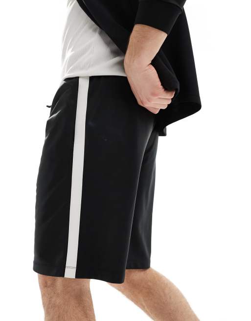 4505 - Active - Jersey short met contrasterende zijstreep in zwart en wit  