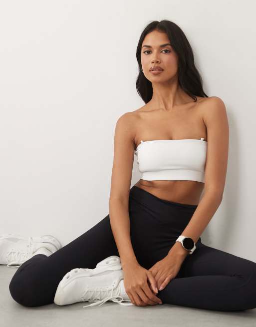 4505 active lätt stöd bandeau sport-bh med avtagbara band i vitt, 3 av 4