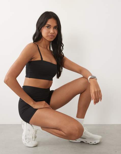 4505 active lätt stöd bandeau-sportbehå med avtagbara band i svart - view 1