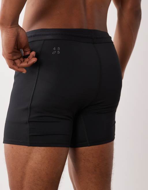 4505 - Active - Leggings corti da allenamento base layer da 13 cm neri con tasca per il telefono, 4 di 5