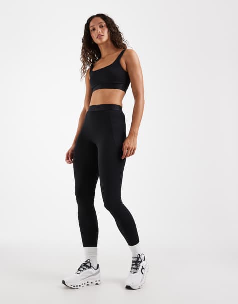 4505 - Active - Leggings da palestra a vita alta neri jacquard con logo - view 1