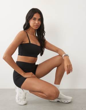 4505 active light support bandeau sports bra with removable straps in black