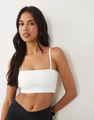 4505 Active Light Support Bandeau Sports Bra With Removable Straps In White
