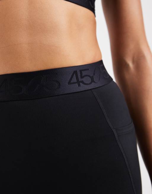 4505 active logo jacquard high waist gym leggings in black, 4 of 5