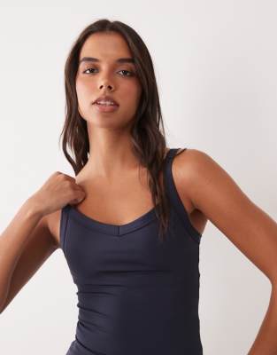 4505 Active Medium Support Running Tank Top With Inner Bra And Adjustable Straps In Blue