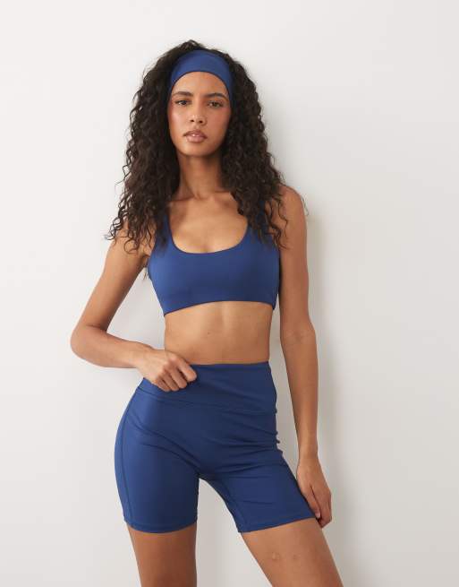 4505 Active - Pantaloncini leggings a vita alta da 5" blu intenso, 4 di 5