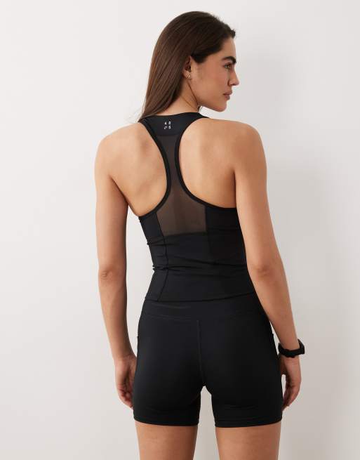 4505 active push-up tank top with inner bra and mesh detail in black, 4 of 4