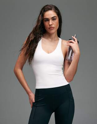 4505 Active Push Up Tank Top With Shelf Bra In White