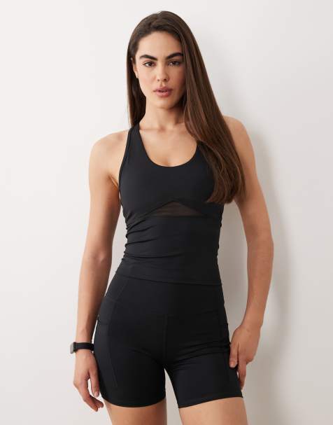 4505 active push up vest with inner bra and mesh detail in black - view 1