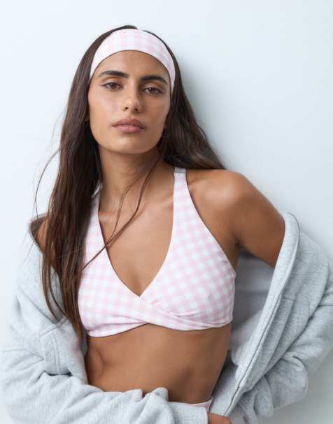 4505 active quick dry headband in gingham print - view 1