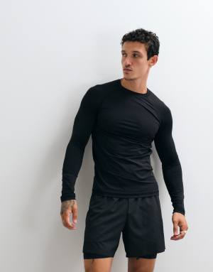 4505 active quick dry muscle fit compression base layer long sleeve top in black