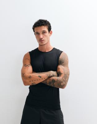 4505 Active Quick Dry Muscle Fit Compression Base Layer Tank In Black
