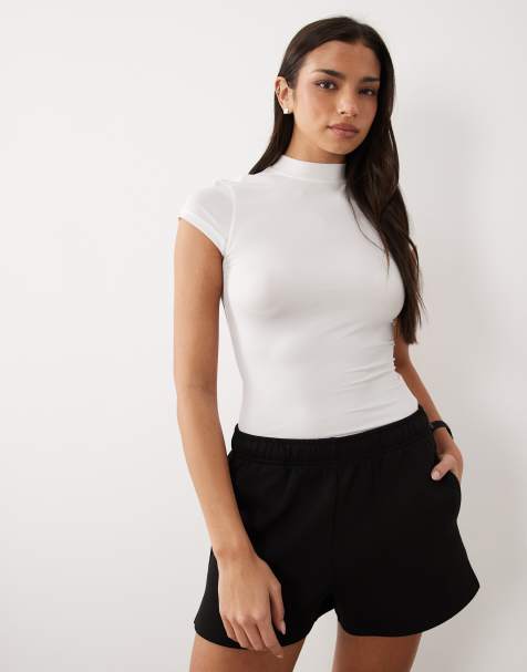 4505 active quick dry slim fit t-shirt with mock neck in white - view 1