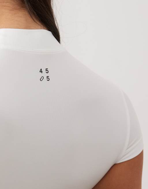 4505 active quick dry slim fit t-shirt with mock neck in white, 3 of 4