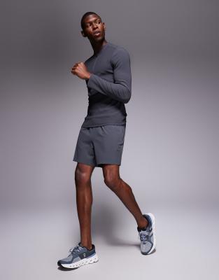 4505 Active Rib Slim Fit Long Sleeve Zip Up Running Top In Blue | ModeSens