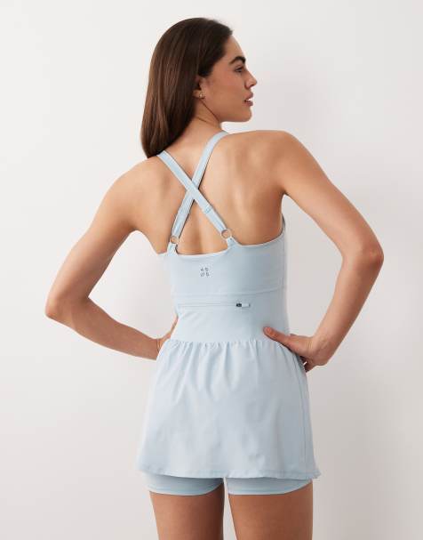 4505 active running dress with shelf bra and under shorts in ice blue - view 1