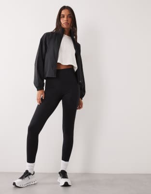 4505 Active Running Leggings With Tie Waist And Phone And Back Zip Pocket In Black