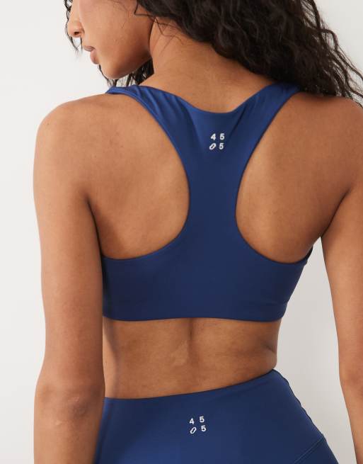 4505 active scoop neck racer back medium support sports bra in true blue, 3 of 4