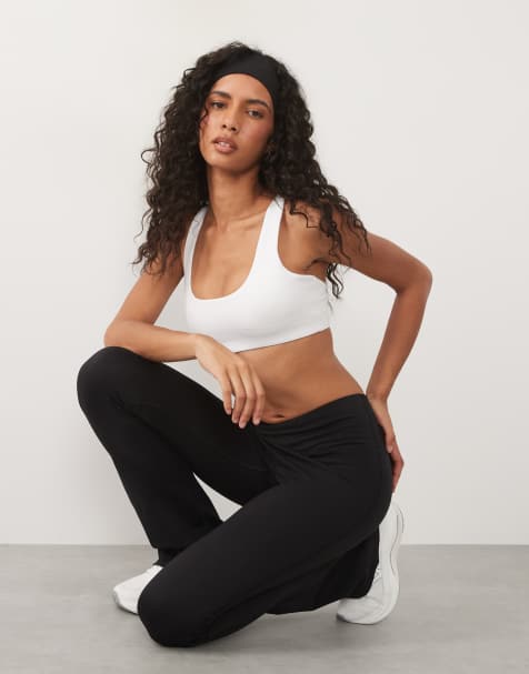 4505 active scoop neck racer back medium support sports bra in white - view 1
